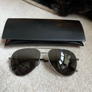 YSL aviator sunglasses silver frame black lens NWT